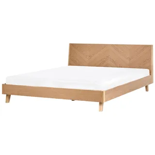 BELIANI Bettgestell Helle Eiche Holzfurnier MDF 180 x 200 cm Klassischer Stil Bettrahmen für Schlafzimmer - Braun
