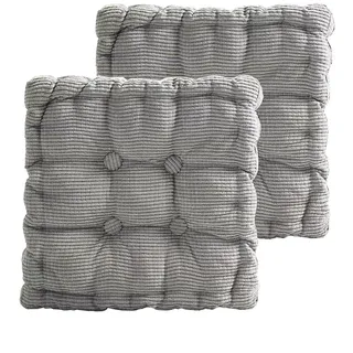 Bettschlange Sitzkissen Outdoor, 2er Set Stuhlkissen 45x45cm, Dicke Bodenkissen, Sitzpolster Outdoor für Bank und Gartenstuhl(Quadrat,Hellgrau,45 x 45 cm)