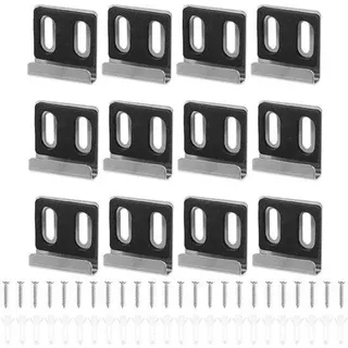 Metallische Spiegelhalter – Set von 12 Befestigungssätzen für Rahmenlose Spiegel oder Große Wandspiegel - Schwarz, Silber