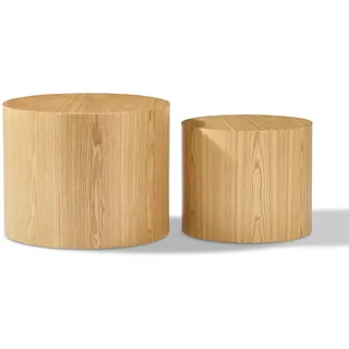 NJLyuhome Ash Wood Nested Coffee Table Set, Large and small, Saves Space