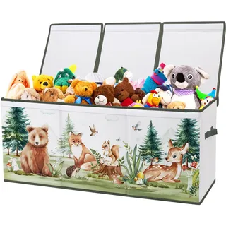 decalsweet Aufbewahrungsbox mit Deckel Kinder, Spielzeugkiste Wintertiere | Extra Groß, Zusammenklappbare, Oxford, mit Griff, Wasserdichte Spielzeug Aufbewahrung, Kinderzimmer, 96×32×40 cm, Kleidung