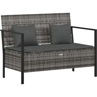 vidaXL Gartenbank 2-Sitzer mit Kissen Grau Poly Rattan - Grau