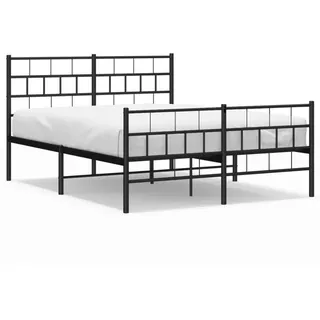 vidaXL Bettgestell mit Kopf- und Fußteil Metall Schwarz 120x200 cm - Schwarz