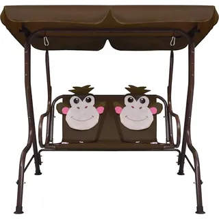 vidaXL Kinder-Hollywoodschaukel Braun 115×75×110 cm Stoff - Braun