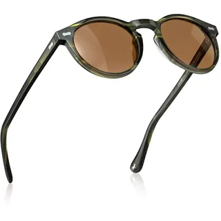 CARFIA Sonnenbrille Herren Polarisiert Retro Rund Acetat-Rahmen | UV400 Schutz Modebrille,Ideal Für Fahren & Angeln, Klassisches Design
