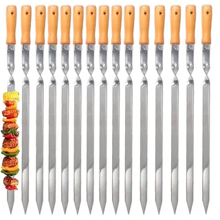 ZMC Kebab Spieße Edelstahl 55cm – 2cm breit Grillspieße mit Holzgriff rostfrei