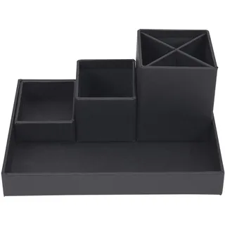 Bigso Box of Sweden BIGSO LENA Schreibtisch Organizer für Stifte, Büroklammern, Haftnotizen usw. – Sortierkasten mit 4 Fächern – Ordnungssystem aus Faserplatte und Papier – dunkelgrau
