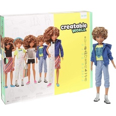 Creatable World GGG56 Deluxe Charakter Set, individuell gestaltbare Puppe mit hellbraunen, lockigen Haaren