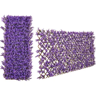 COSTWAY Künstliche Efeu Garten Sichtschutz 180x90cm, Pflanzenwand Hecken mit Eukalyptus-Blättern, Zaun für Gartenhecken, Weidengeflecht Lila - Lila