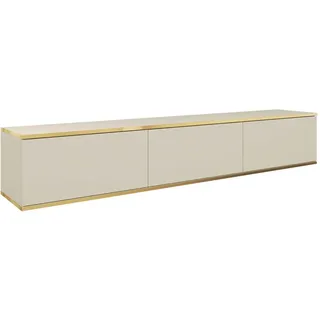 Mirjan24 Oro I TV-Lowboard 175x30x32 cm Beige/Gold Melamin