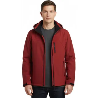 Softshelljacke ICEPEAK "BRIMFIELD", Herren, Gr. 48, rot, Softshell, Obermaterial: 95% Polyester, 5% Elasthan, normal, hoch geschlossener Ausschnitt, mit verstellbarem Klettverschluss, Jacken Softshelljacke, winddicht, wasserabweisend, mit abnehmbarer Kapuze, atmungsaktiv