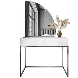 lookway Schminktisch weiß QUINNIE GLAMOUR mit LED-Spiegel rechts Push Open