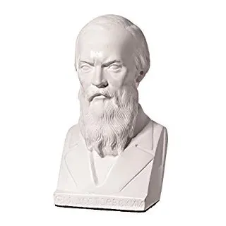 danila-souvenirs russischer Schriftsteller Fjodor Dostojewski Marmor Büste Statue Skulptur 14 cm weiß