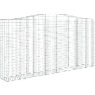 vidaXL Gabione mit Hochbogen 400x50x200/220 cm Verzinktes Eisen - Silber