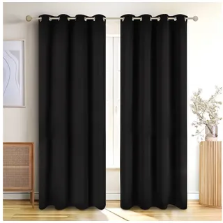 Blumtal Verdunklungsvorhang Ösen 132 x 160 cm Schwarz 2 St.