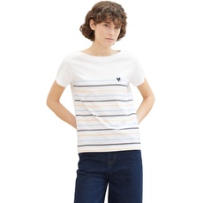Bild Damen T-Shirt mit Streifen, 10330 - Dove White, M