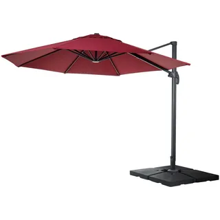 MCW Ampelschirm Rund Bordeaux 400/400 cm , Textil , 420x400 cm , Sonnenschutz, Ampelschirme