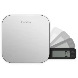 TERRAILLON DYNAMO Elektronische Küchenwaage ohne Batterien Edelstahl | Funktioniert ohne Batterien mit Dynamo, Edelstahl-Finish, Display deportiert, bis zu 5 kg mit Genauigkeit 1 g