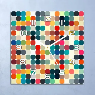 Deko Glasuhr Wanduhr 30x30 Retro Abstraktion Quarz Küchenuhr Bürouhr