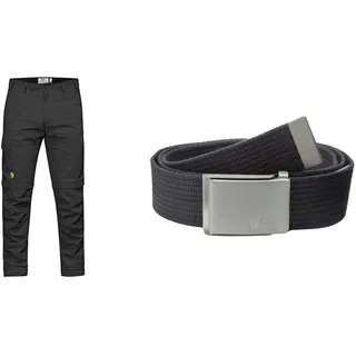Fjällräven Karl pro Zip Off Trousers 81463 030 Dark Grey M & Gürtel Canvas Belt, Grau (Dark Grey 030), Einheitsgröße