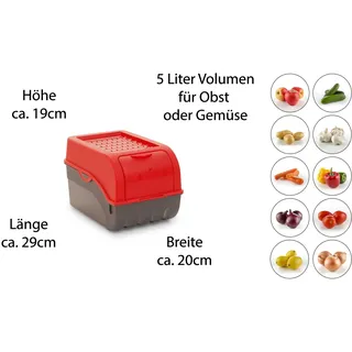 Novaliv 3x Mittel 5L Kartoffelbox rot Vorratsbehälter Aufbewahrungsdose Küchen Aufbewahrungsbehälter - Rot
