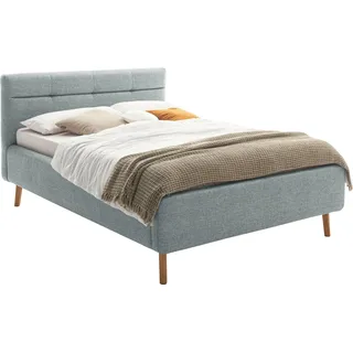 Polsterbett MEISE.MÖBEL "Lotte", blau (pastellblau), L:217cm, Bezug Bett: Strukturstoff (100% Polyester), Betten, Polsterbett, mit Lattenrost und Bettkasten