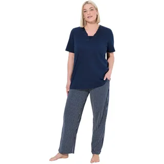 Ulla Popken Damen große Größen Übergrößen Plus Size Pyjama, Satin Detail, Morning Rise