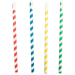 Garcia de Pou 100 Stück - gestreifte Trinkhalme mit Löffel Ø0,8 x 21 cm Papier sortiert