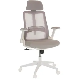 Mid.you Drehstuhl , Grau , Textil , Drehkreuz , 68x113-127x68 cm , Sitzfläche 360° drehbar, inklusive Armlehnen, ergonomische Rückenlehne, gepolsterte Armlehnen , Büromöbel, Bürostühle, Drehstühle