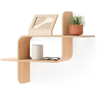 Umbra Montage Schwebendes Wandregal – Regal aus gebogenem Holz, Natur – Modernes Wandboard für Wohnzimmer, Schlafzimmer & Büro, Stilvolle Aufbewahrung für Deko, Bücher & Accessoires