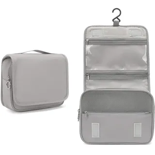 KONO Kulturbeutel Damen & Herren, Kulturtasche Zum Aufhängen, Kosmetiktasche mit Haken, Große Kosmetiktasche für Damen, geeignet für große Behälter und Reisegröße Zubehör (Grey)