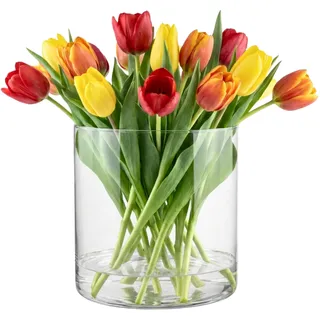 TREND FOR HOME Deko-Glasbehälter 19 cm Zylinder Vase Blumenvase Kerzenständer Stumpenkerzen Kerzenhalter Glasvase Bodenvase Groß Deko Hochzeit Transparent | Ø 19 cm | 4848 ml | Naida