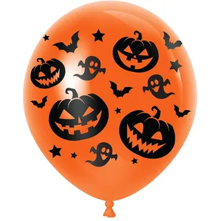 FIESTAS GUIRCA | 10 Kürbis Luftballons (30 cm) - Halloween Dekoration und Kostümpartys - Ideal für Geister-, Fledermaus- und Themenveranstaltungen - Orange
