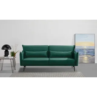 INOSIGN Schlafsofa »TULARE, 204 cm, klappbarer 3-Sitzer mit verstellbarer Rückenlehne,« Schlaffunktion, Velvet-Samtvelours u. Webstoff, grün