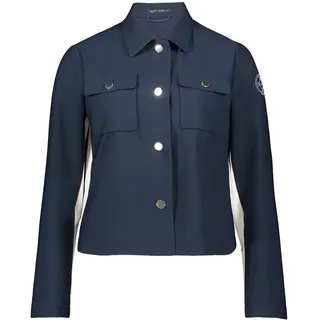 Kurzblazer BETTY BARCLAY "Overshirt mit Taschen", Damen, Gr. 48, blau (dunkelblau), Obermaterial: 88% Polyester PES. 12% Elasthan EL., Blazer Kurzblazer