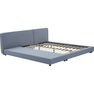 HOME DELUXE Bett mit Ablage GALAXIS - Grau 140 x 200 cm - inkl. Lattenrost & Matratze H2/H3 | bodentiefes Designbett, Familienbett, Doppelbett, Futonbett - Grau