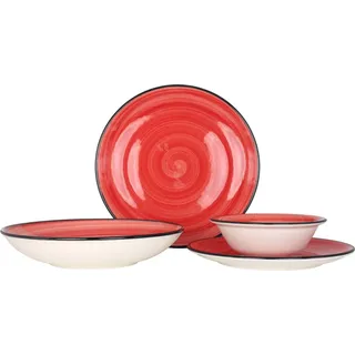 Bonna Geschirrset - Aura Passion - 24 teilig - 6 Personen - Porzellan - Rot