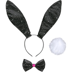 "BLACK GLITTER BUNNY" dress-up set(ears, bow tie, tail) -