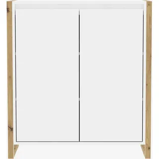 CALICOSY - Kleines Sideboard mit 2 Türen L80 cm - Denver - Weiß