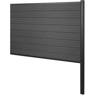 MCW WPC-Sichtschutz Savoie Zaun Windschutz Alu-Pfosten Zum Einbetonieren - Erweiterungselement 185cm