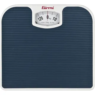 Girmi BP02 Mechanische analoge Personenwaage, 1 kg / 130 kg, Großes Ziffernblatt, Rutschfeste Trittfläche, Leicht ablesbar, Vintage-Design, Blau