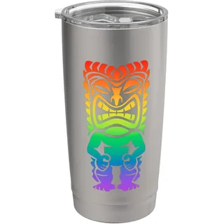 Rainbow Lono Hawaiianischer Tiki-Gott Polynesischer Stammesstaat Hawaii Doppelwandiger Edelstahl-Thermobecher