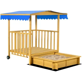 Outsunny Sandkasten, Naturholz, Tanne , Naturfarben , Holz , 129x137.5x133 cm , Freizeit & Co, Gartenspielzeug, Sandkästen