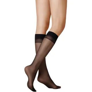KUNERT Damen Kniestrümpfe Mystique 20 transparent 20 DEN Black 0500 35/38 (Packung mit 2)