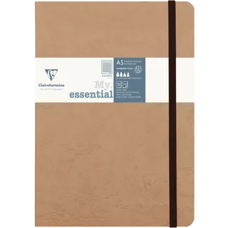 Clairefontaine 79342C Notizbuch AgeBag My Essentials, DIN A5, 14,8 x 21 cm, 96 Blatt, kariert, nummeriert, 90g, 1 Stück, braun