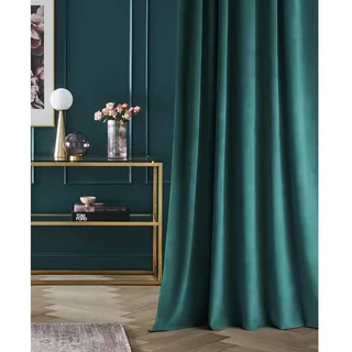 ROOM99 Samtvorhang Vorhang mit Kräuselband Charmy 140 x 250 cm Breite x Höhe Schiebegardinen Curtain Wohnzimmer Schlafzimmer Samt Velours Petrol, 1 Stück
