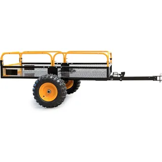 Wiltec Kippanhänger bis 450 kg für Rasentraktor, Anhänger Kipper 210 x 120 x 70 cm mit Gitter u. abnehmbaren Seitenwänden, Anhänger mit Kippfunktion