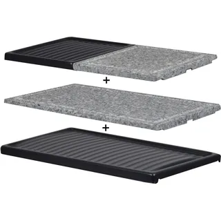 Syntrox Germany 3er Platten-Set für Raclette Aarau – Steinplatte, Grillplatte & Geteilte Platte für Vielseitigen Genuss