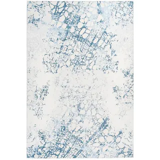 Kayoom Flachwebeteppich , Blau, Creme , Textil , Vintage , rechteckig , 170x240 cm , pflegeleicht , Teppiche und Böden, Teppiche, Moderne Teppiche