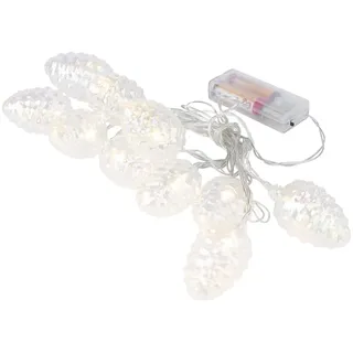 Ideen mit Herz 10er Lichterkette | LED | warmweiß | inkl. Timer-Funktion | batteriebetrieben | für innen | 3,05 m lang (Tannenzapfen | klar irisierend)